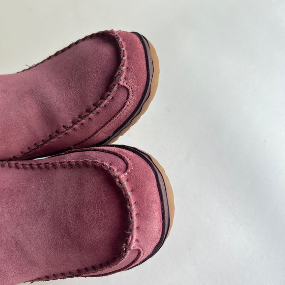 L.L. Bean Dust Pink Suede Faux Fur Lining Rubber Outsole Moccasin Boots size 8 - Picture 12 of 14